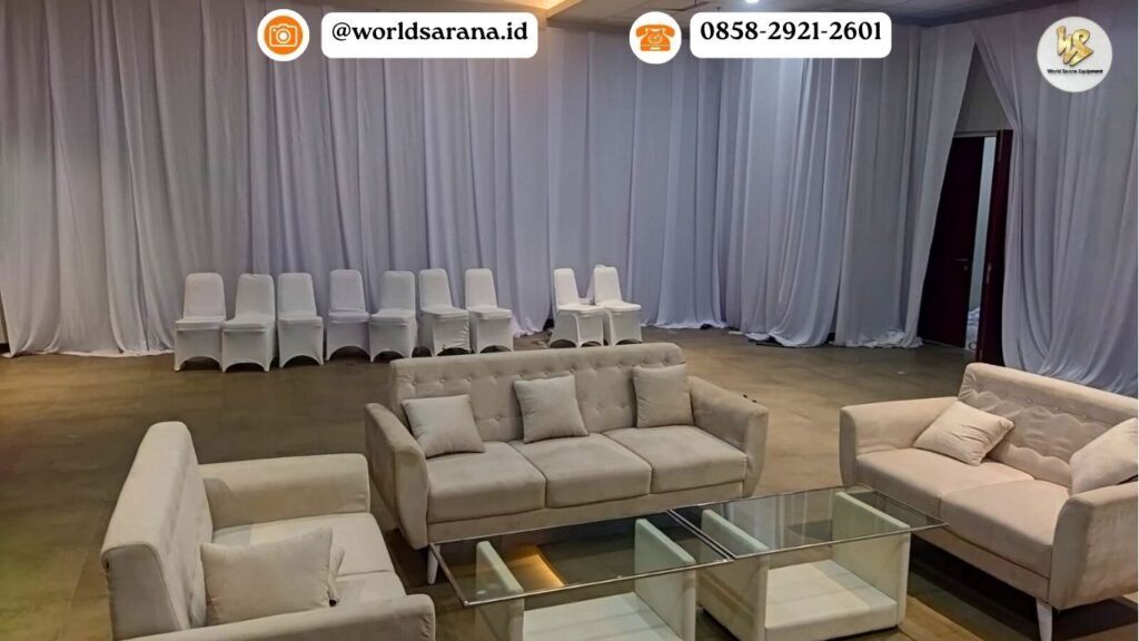 SEWA SOFA MINIMALIS BLUDRU DEPOK ELEGAN COCOK UNTUK SEGALA EVENT