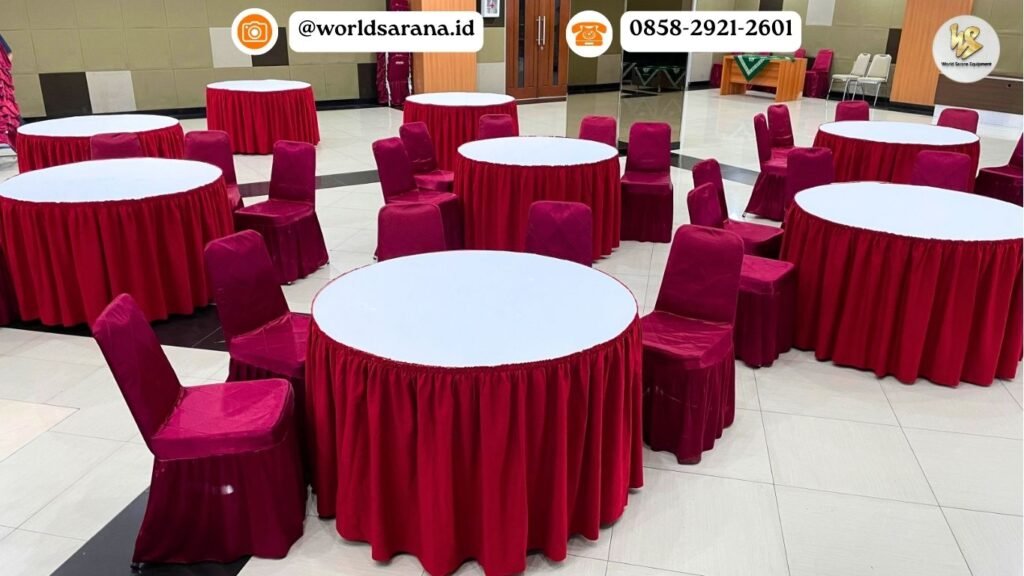 SEWA MEJA BUNDAR KURSI FUTURA MERAH PUTIH JAKARTA