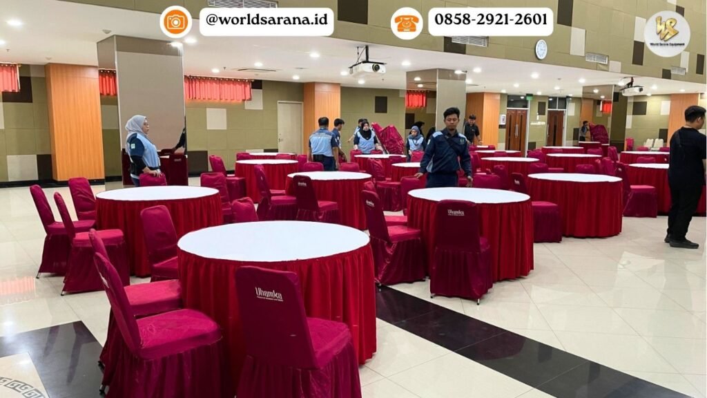 SEWA MEJA BUNDAR KURSI FUTURA MERAH PUTIH JAKARTA