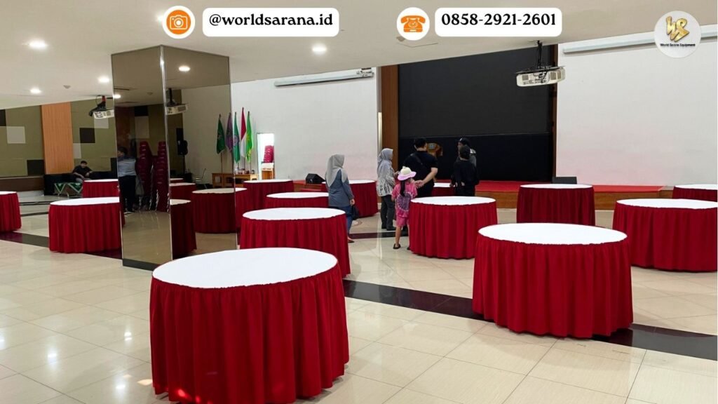 SEWA MEJA BUNDAR KURSI FUTURA MERAH PUTIH JAKARTA