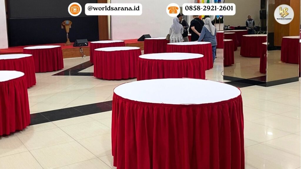 SEWA MEJA BUNDAR KURSI FUTURA MERAH PUTIH JAKARTA