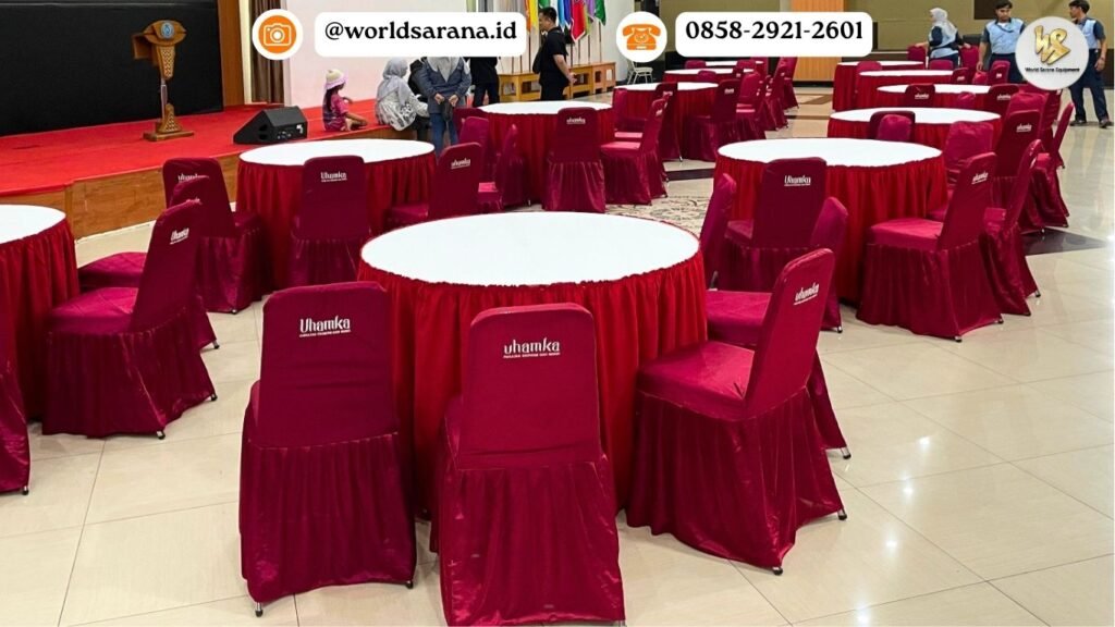 SEWA MEJA BUNDAR KURSI FUTURA MERAH PUTIH JAKARTA